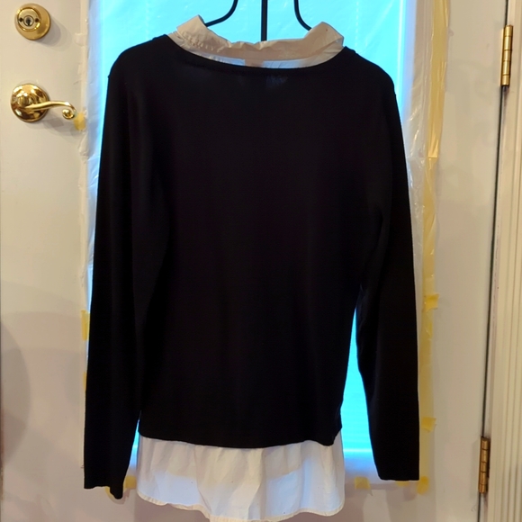 Faded Glory Sweater. White collared  inner shirt under a black cotton sweater. - Picture 2 of 4